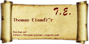 Thomas Elemér névjegykártya