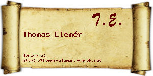 Thomas Elemér névjegykártya